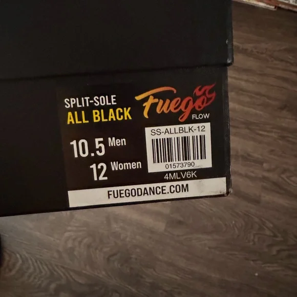 Fuegos Men's Black Dance Shoes split sole - Picture 3 of 5